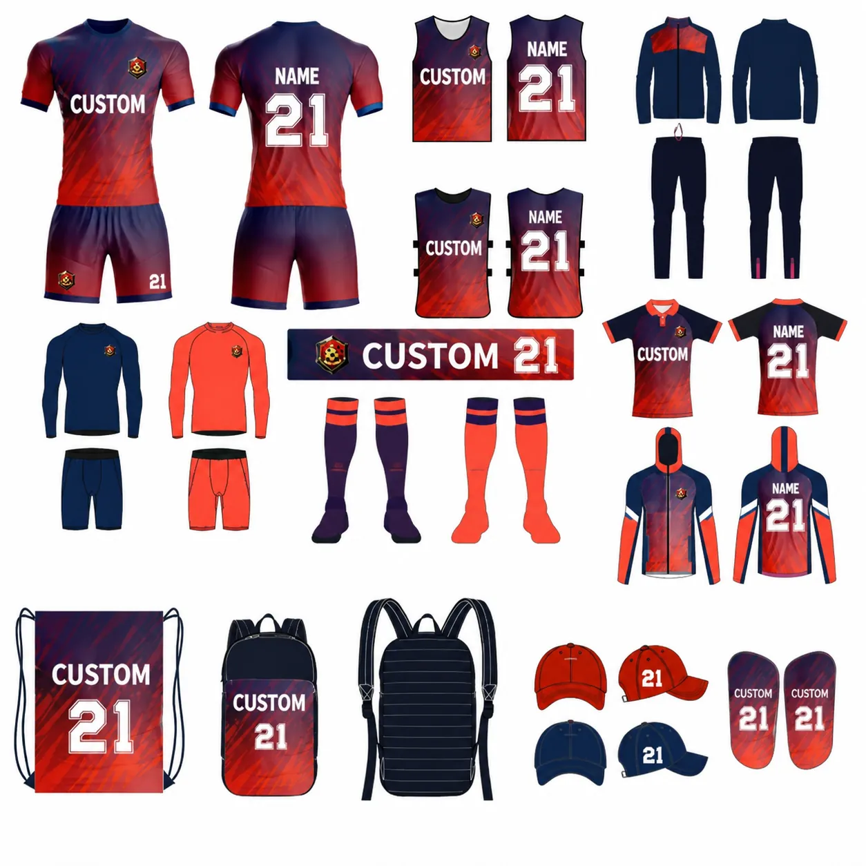 Custom Sublimation Soccer Jersey Professional Quick Dry Athletic Sportswear Top And Bottom For Men Kids Training Uniform