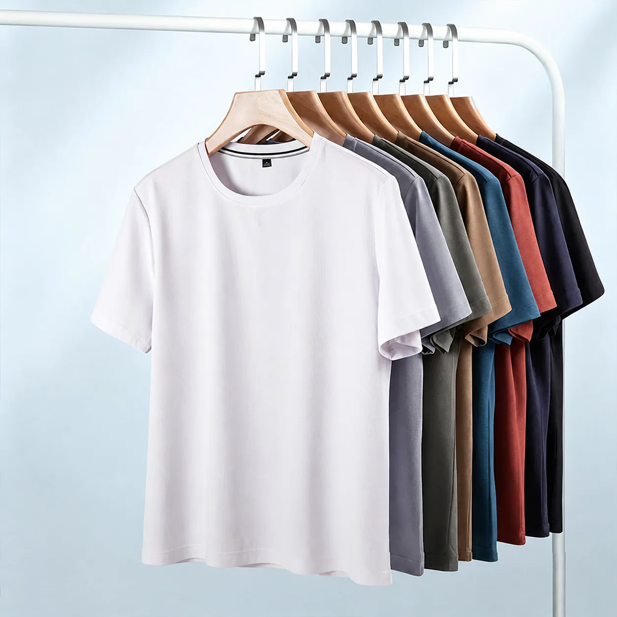 Heren Ice Silk Korte Mouw T-Shirt Sneldrogend Ademend Wafeltextuur Ronde Hals Effen Kleur Zomer Top Heren Kleding