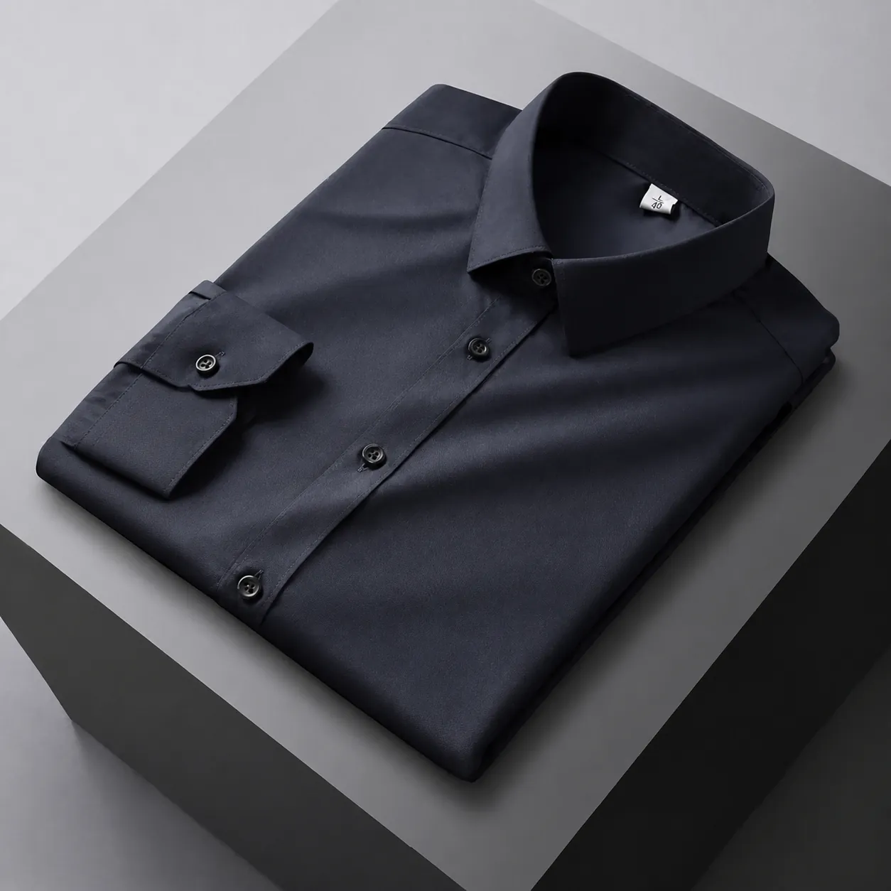 Chemise Formelle pour Hommes Mélange de Coton Respirant Couleur Unie Top And Bottom Vêtements de Travail Coupe Standard Col Pointu Classique Boutonné