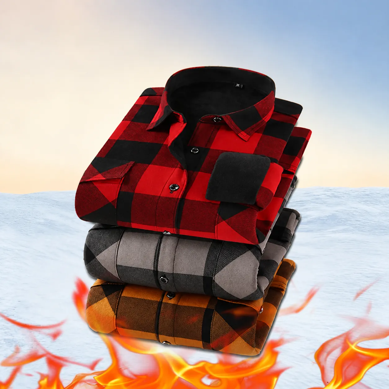 Maglia a Quadri in Flanella da Uomo Sport Casual Fodera in Pile Spessa Calda a Maniche Lunghe con Doppie Tasche Giacca Camicia Spazzolata Invernale