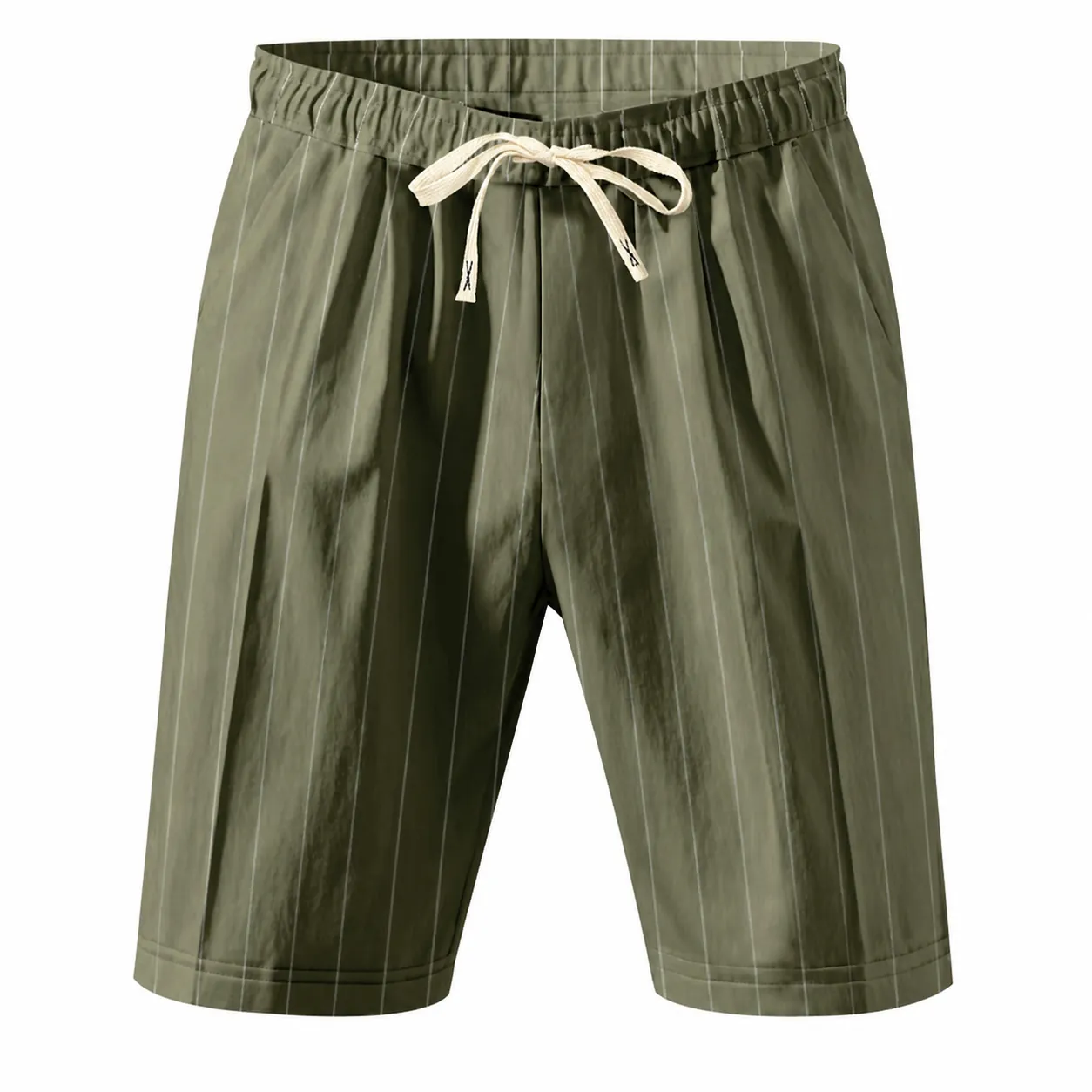 Men Casual Linen Striped Shorts Loose Fit Drawstring Elastic Waist Summer Beach Bottoms Fashion Breathable Comfortable Daily Shorts
