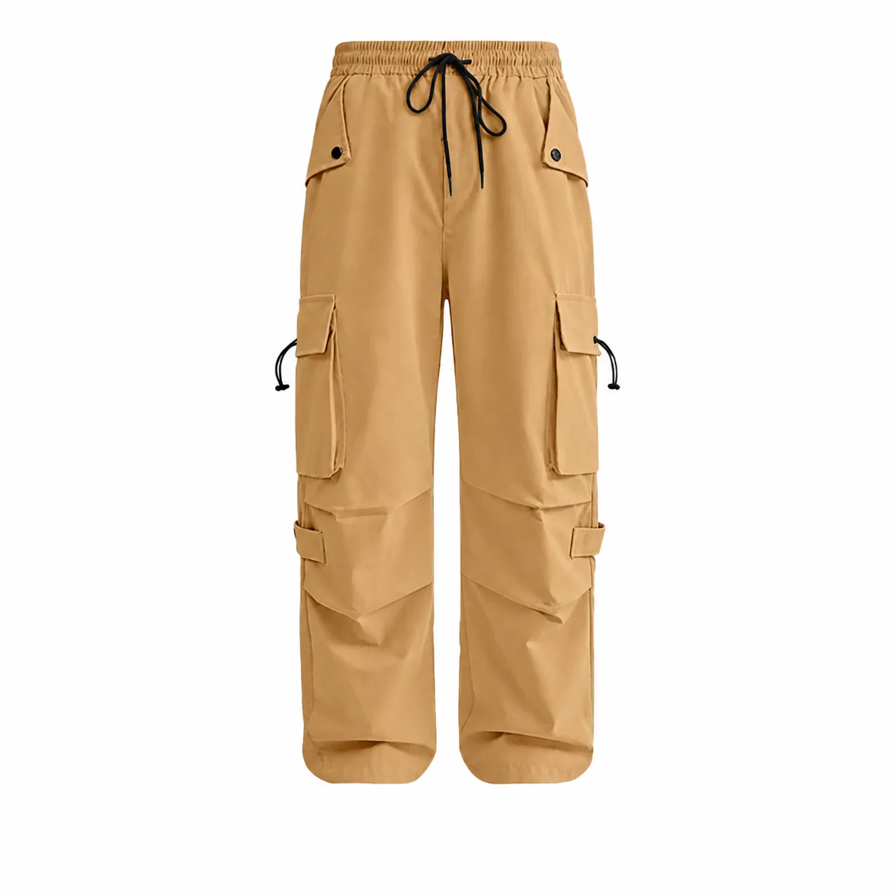 Men American Techwear Cargo Pants Parachute Pants Loose Straight Leg Quick Dry Multi-Pocket Tactical Trousers Streetwear Casual Pants