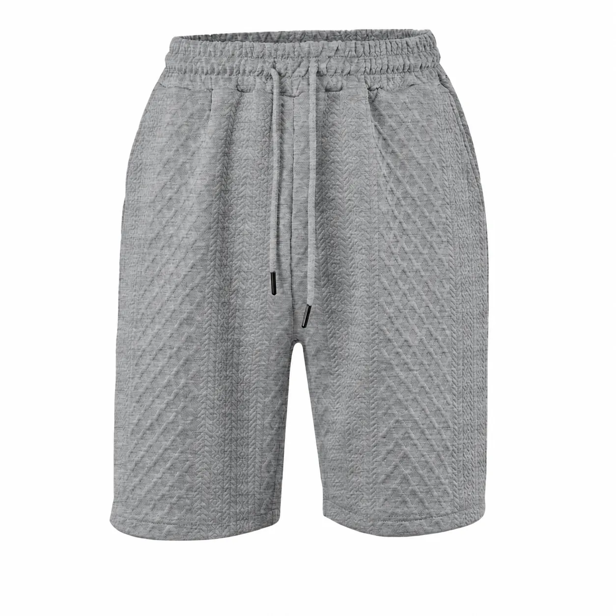 Short Décontracté en Jacquard de Polyester pour Hommes Été Coupe Large Respirant Cordon Taille Élastique Motif Géométrique Bottom pour Hommes