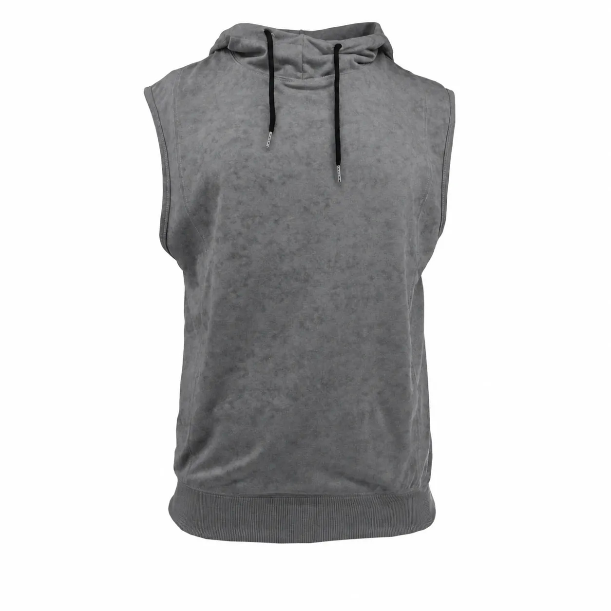 Men European Style Casual Sleeveless Hoodie Polyester Knitted Solid Color Drawstring Loose Fit Sport Vest Top For Everyday Wear