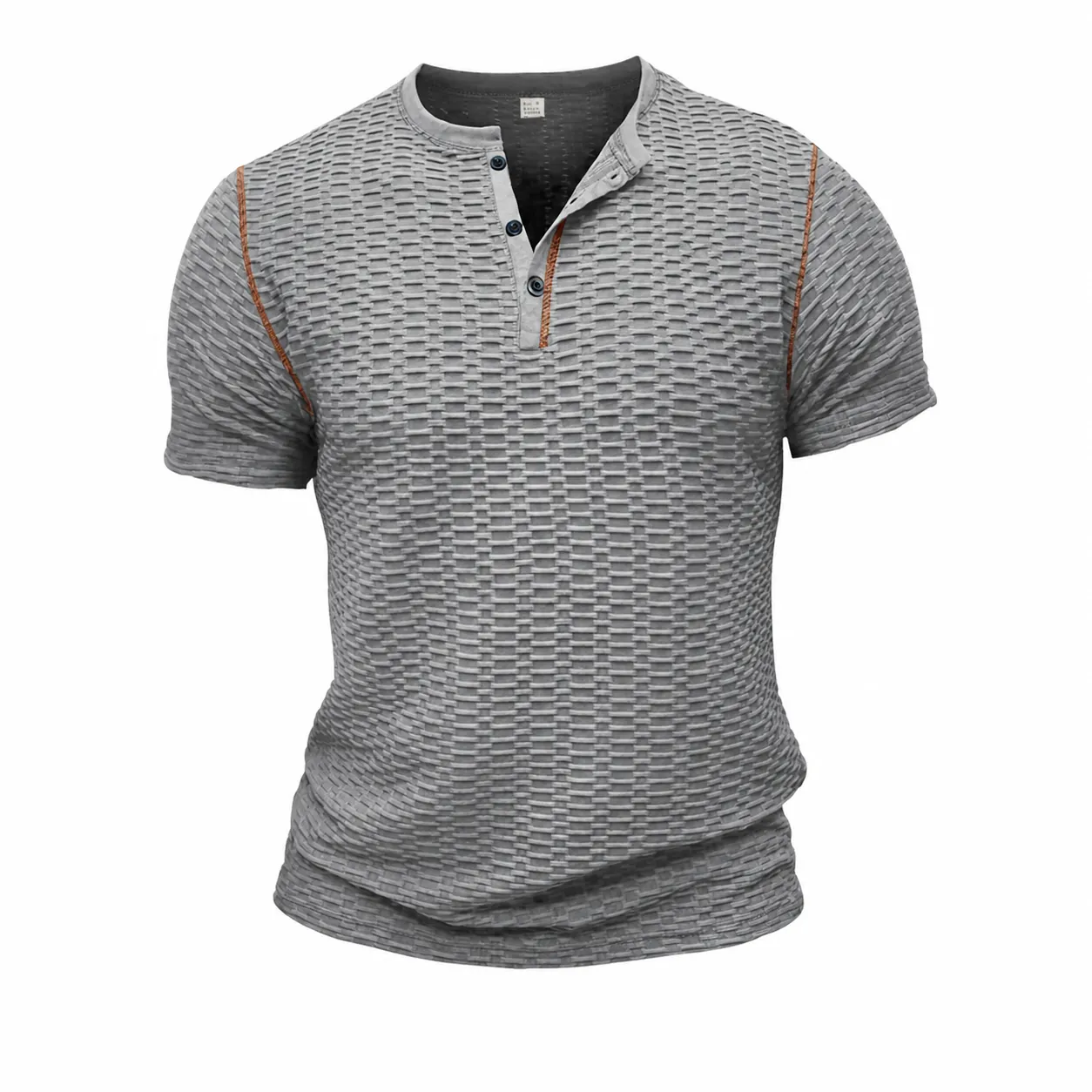 Heren Henley Shirt Wafelstructuur Slim Fit Ademend Nylon Korte Mouw Top Casual Polo Shirt Urban Mode Stijl Voor Heren