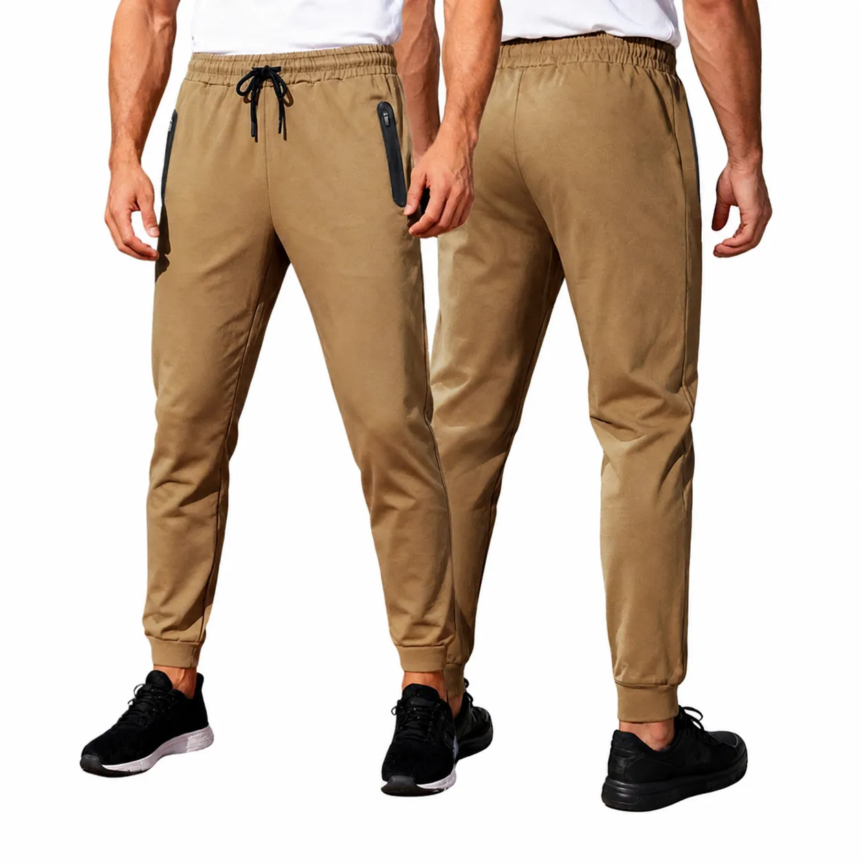 Men's Slim Fit Joggers Polyester Breathable Running Sweatpants With Pockets Drawstring Waist Athletic Gym Bottoms For Casual Sports
