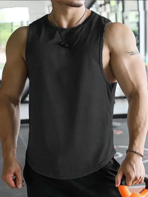 Herren Schnell Trocknend Netzgewebe Sport Tank Top Ärmellos Atmungsaktiv Workout Laufen Weste Polyester Gym Training Top