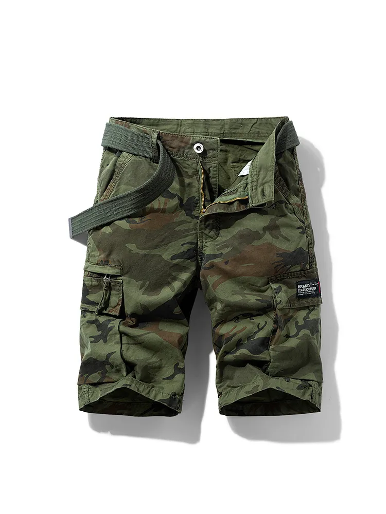 Herren Sommer Militär Tarnung Cargo-Shorts Baumwolle Multi-Taschen Taktische Outdoor Lässige Shorts Mit Verstellbarem Gürtel