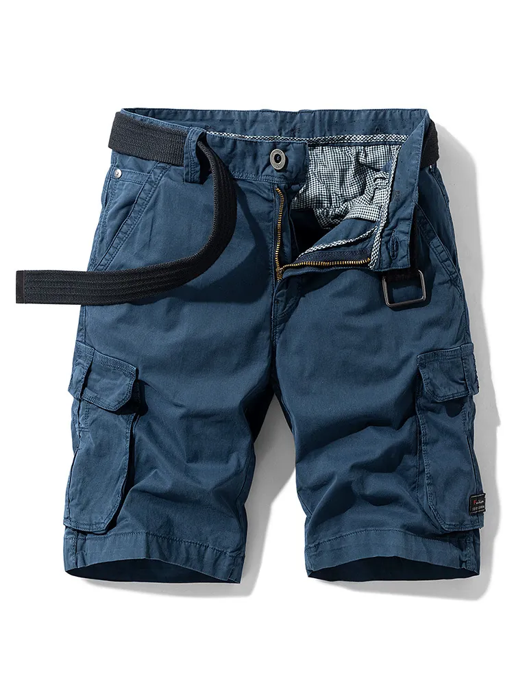 Men's Summer American Retro Multi-pocket Cargo Shorts With Belt Cotton Blend Loose Fit Casual Work Shorts For Outdoors