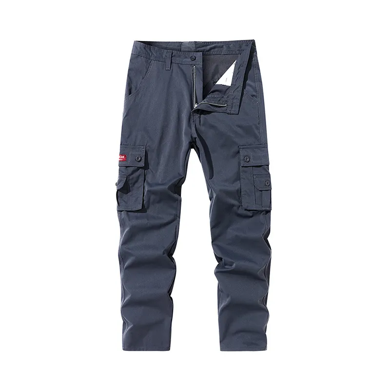 Pantaloni Cargo Casual da Uomo Multi-Tasche Gamba Dritta Moda Urbana Outdoor Resistenti all'Usura Tinta Unita Poliestere