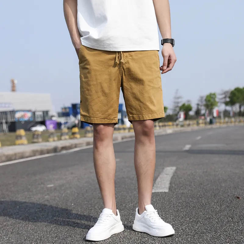 Men's Summer Retro Cargo Shorts Loose Fit Cotton Spandex Five-Point Pants Casual Fashion Outdoor Streetwear Bottoms