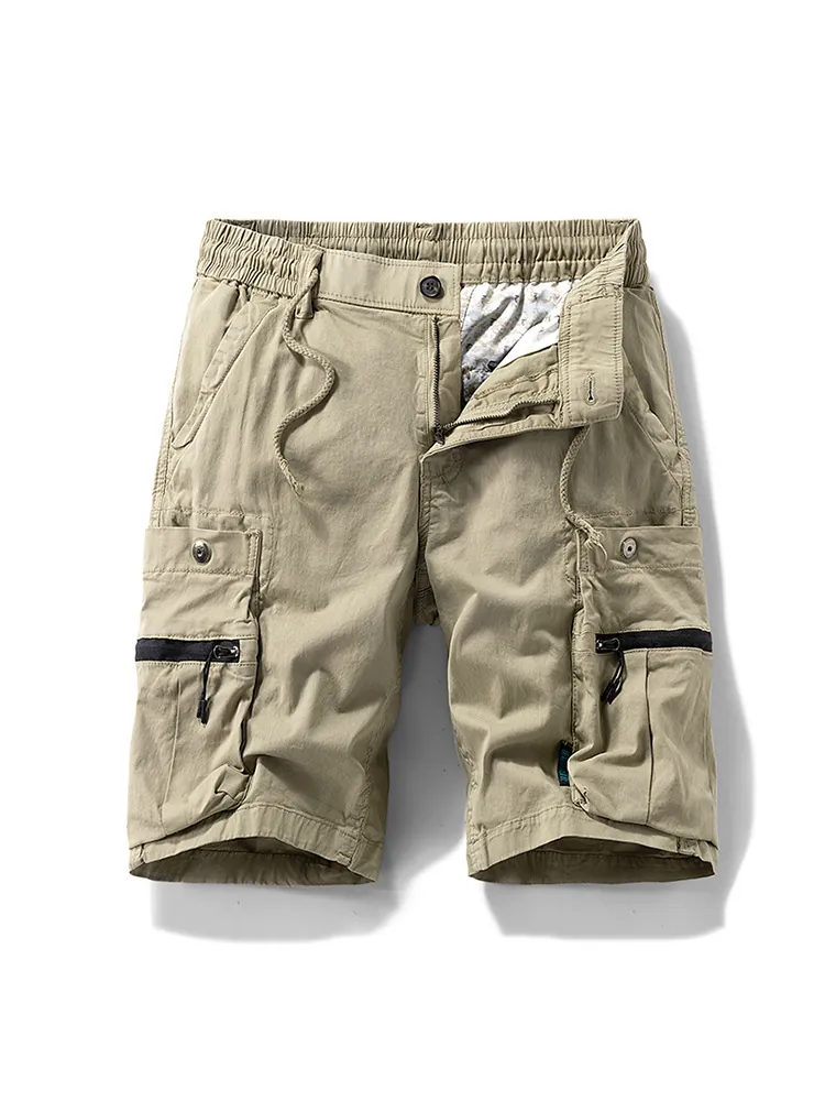 Men's Casual Cargo Shorts Summer Multi-Pocket Straight Leg Five-Point Cotton Washed Outdoor Tactical Shorts Short Pants