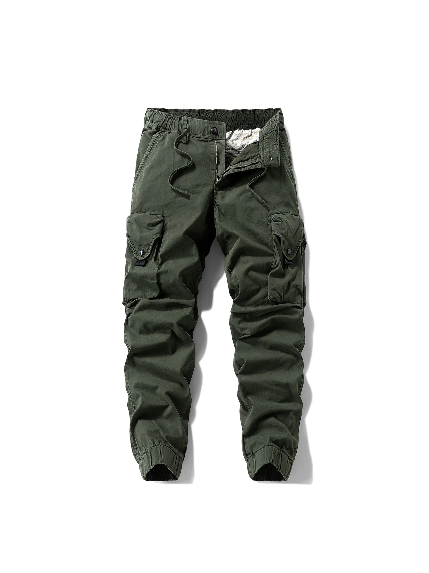 Pantalon Cargo Vintage Américain pour Hommes Mélange de Coton Ample Décontracté Pantalon Jogger Multi Poches Couleur Unie Extérieur