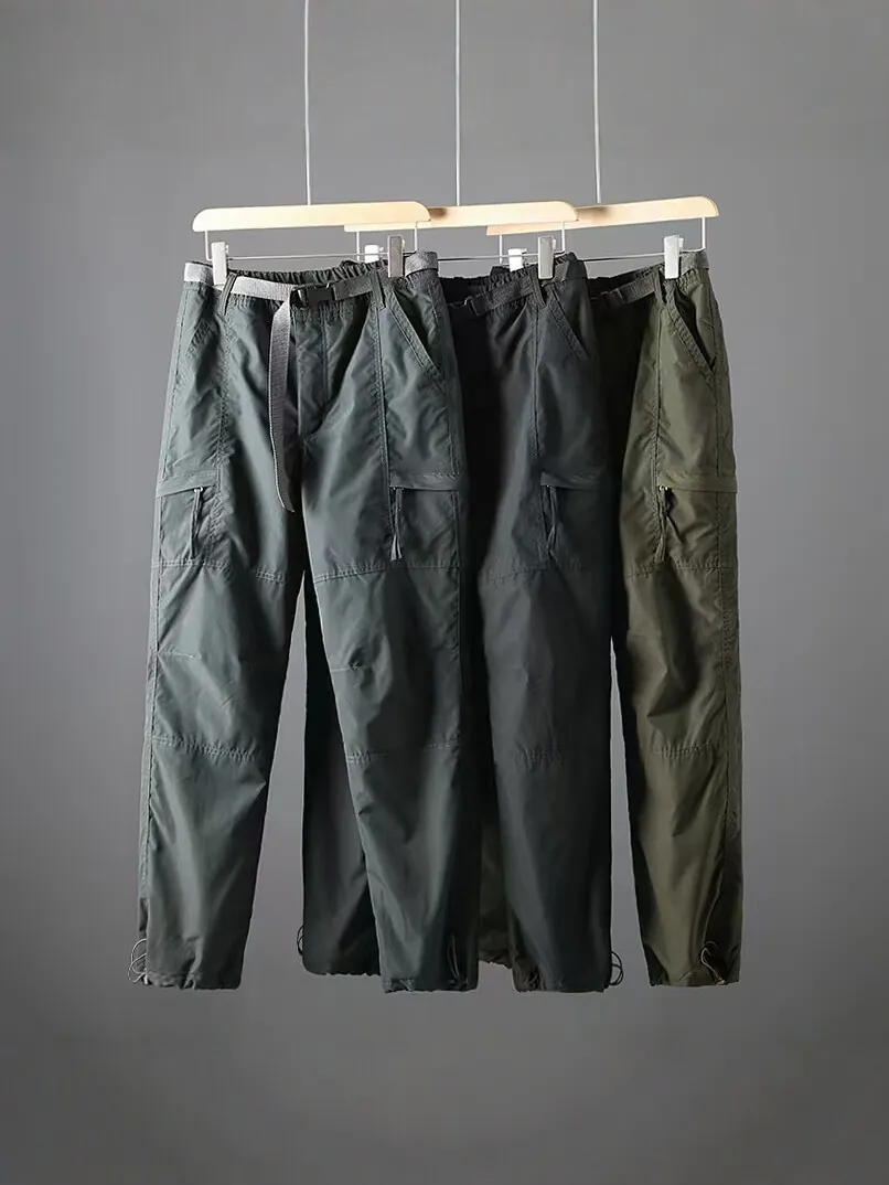 Men's Quick-Dry Multi-Pocket Cargo Pants Loose Straight Leg Tactical Work Pants With Belt Summer Breathable Outdoor Trousers Bottom