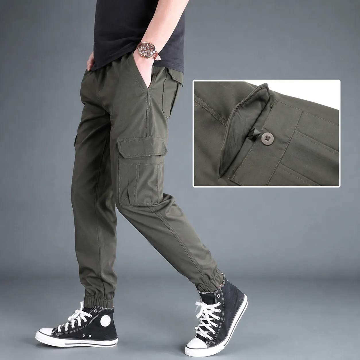 Ανδρικό Παντελόνι Cargo Jogger από Μετάξι Πάγου Casual Χαλαρό Γρήγορο Στέγνωμα Πολλαπλές Τσέπες Αθλητικό Παντελόνι Άνοιξη Καλοκαίρι Φθινόπωρο