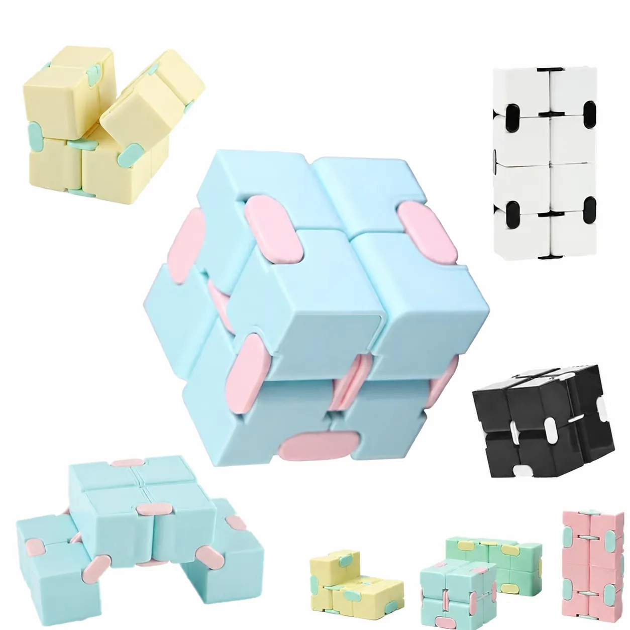 Macaron Infinity Cube Fidget Toy Sollievo dallo Stress Finger Magic Cube per Adulti Bambini Sollievo dall'Ansia Ufficio Giocattolo Sensoriale