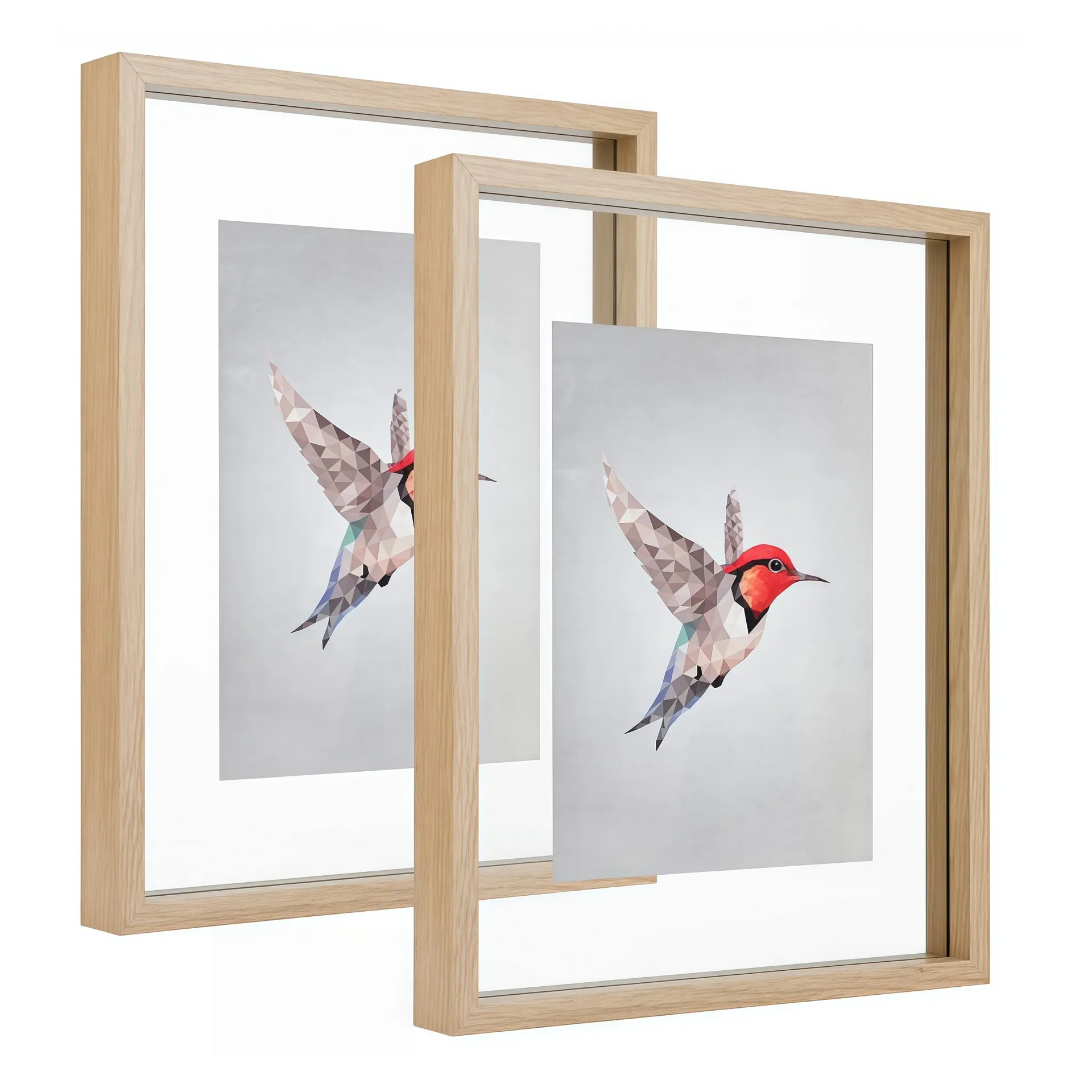 MDF Wood Double Sided Glass Shadow Box Photo Frame For DIY Dried Flower Specimen Display Rectangular Square Desktop Art Frame Home Decor