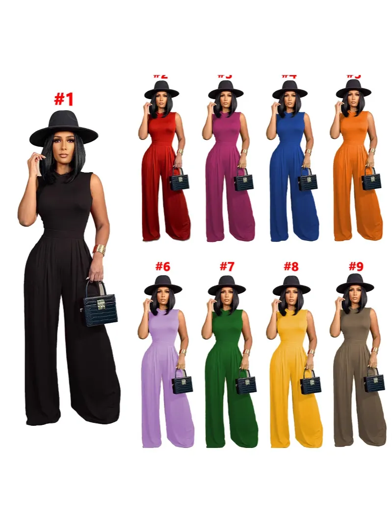 Damen Einfarbig Ärmellos Gerüscht Oberteil Und Weites Bein Hose Set Urban Mode Ärmellos Top And Bottom Outfits Für Damen