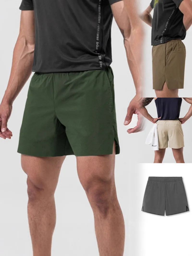 Men's Summer Quick Dry Woven Shorts Casual Running Training Fitness Solid Color American Style Five Point Bottom Pants