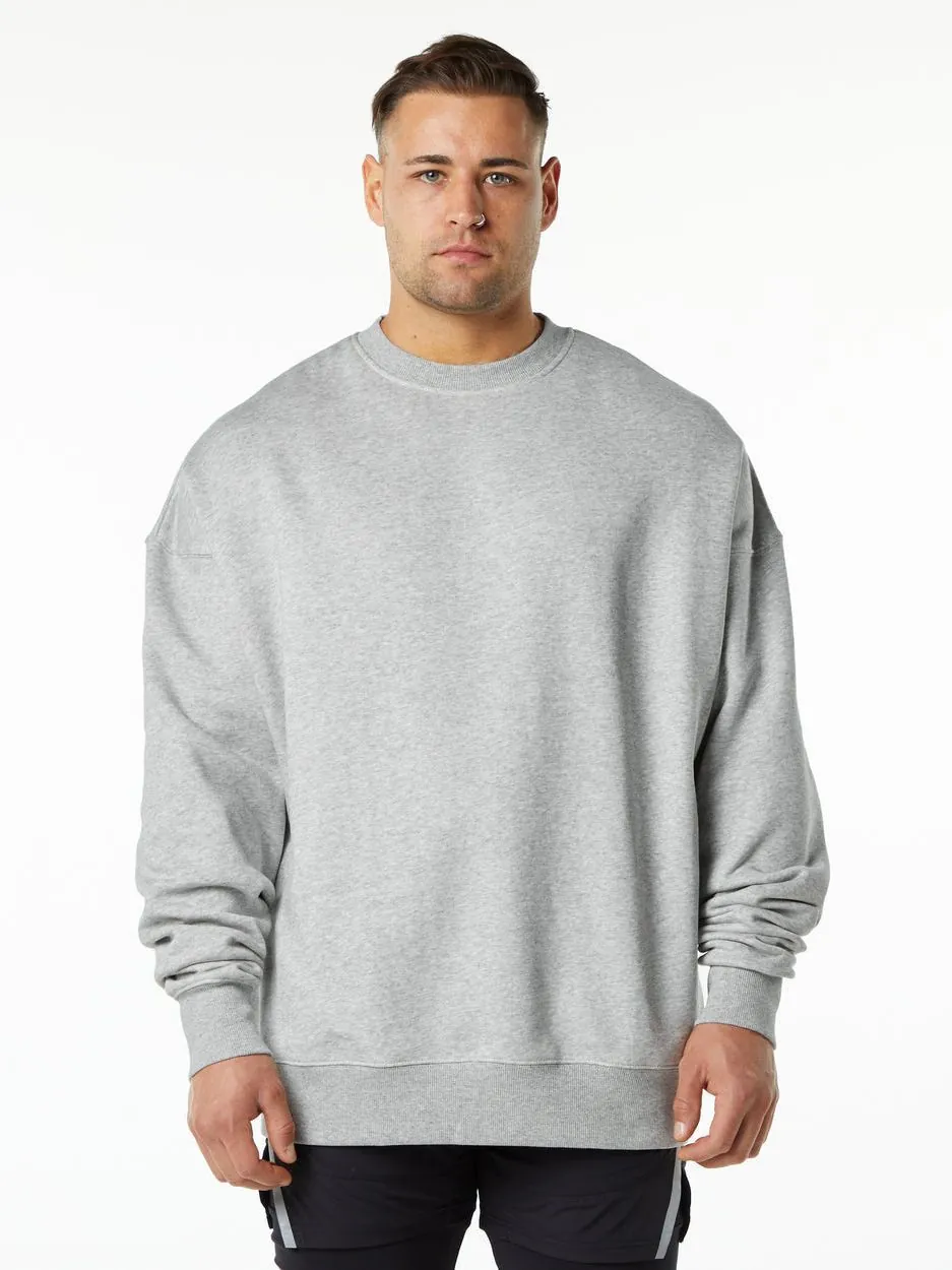Men Heavyweight 400G Fleece Lined Round Neck Sweatshirt American Oversized Drop Shoulder Solid Color Pullover Top For Couples