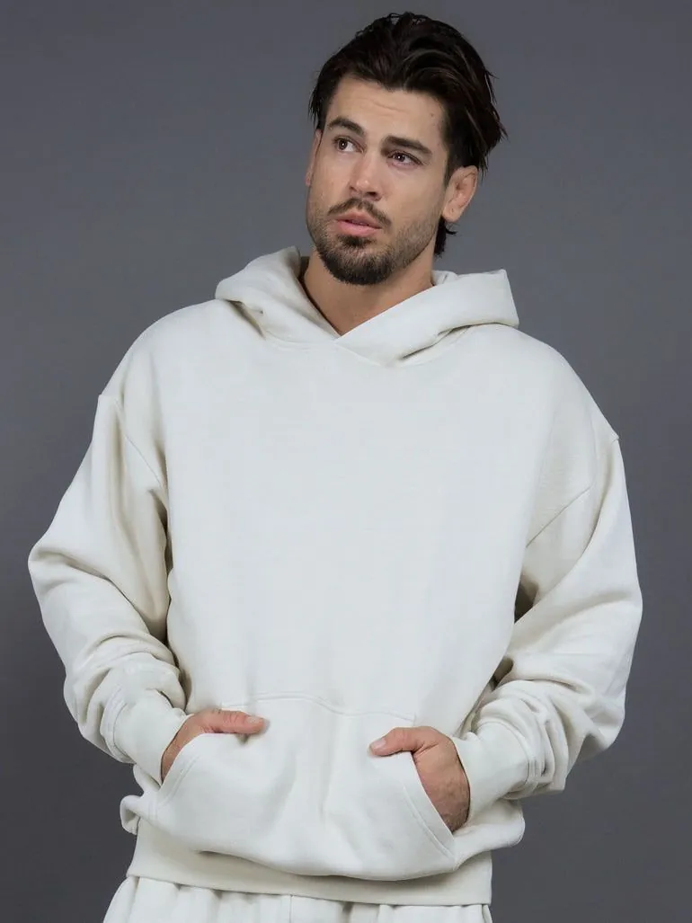 New 400G Heavyweight Cotton Blend Fleece Lined Hoodie for Men American Oversized Dropped Shoulder Solid Color Pullover Sweatshirt Couple Streetwear Autumn Winter Top