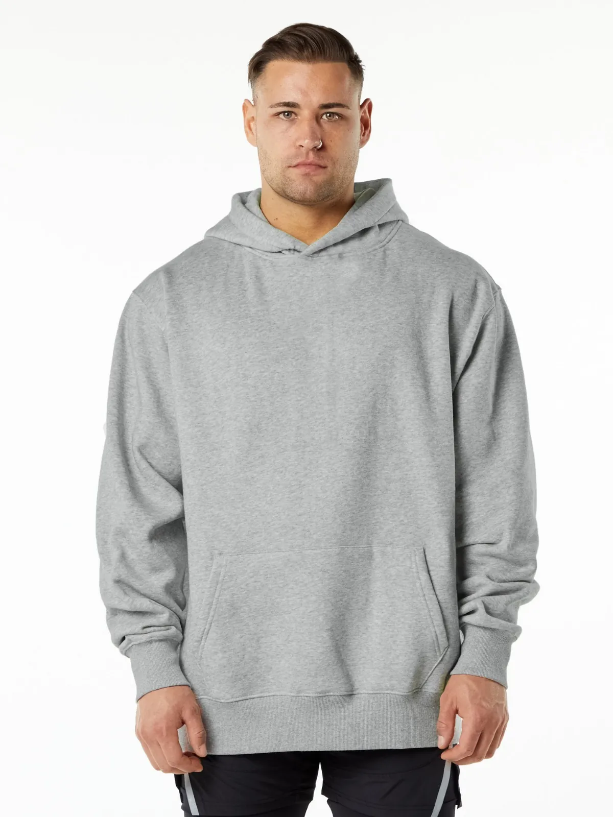 Men's Heavyweight Fleece Lined Hoodie Oversized American Style Solid Color Pullover Hoodie For Autumn Winter Casual Top