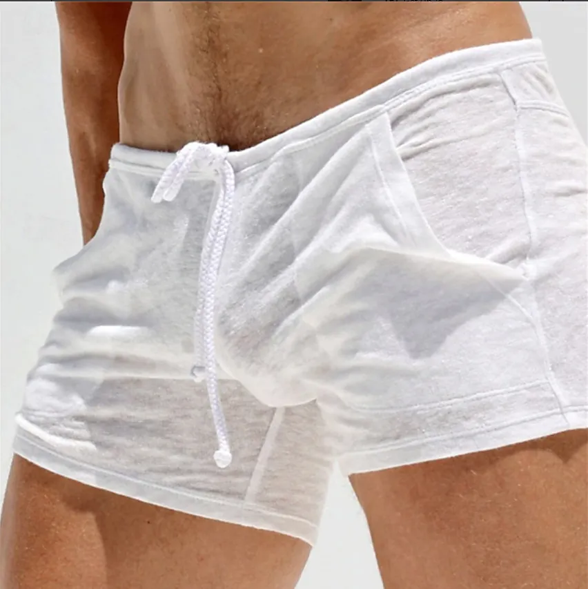 Men Casual Ultra Thin Shorts Breathable Quick Dry Polyester Drawstring Sporty Beach Bottom Solid Color Summer Everyday Bottom