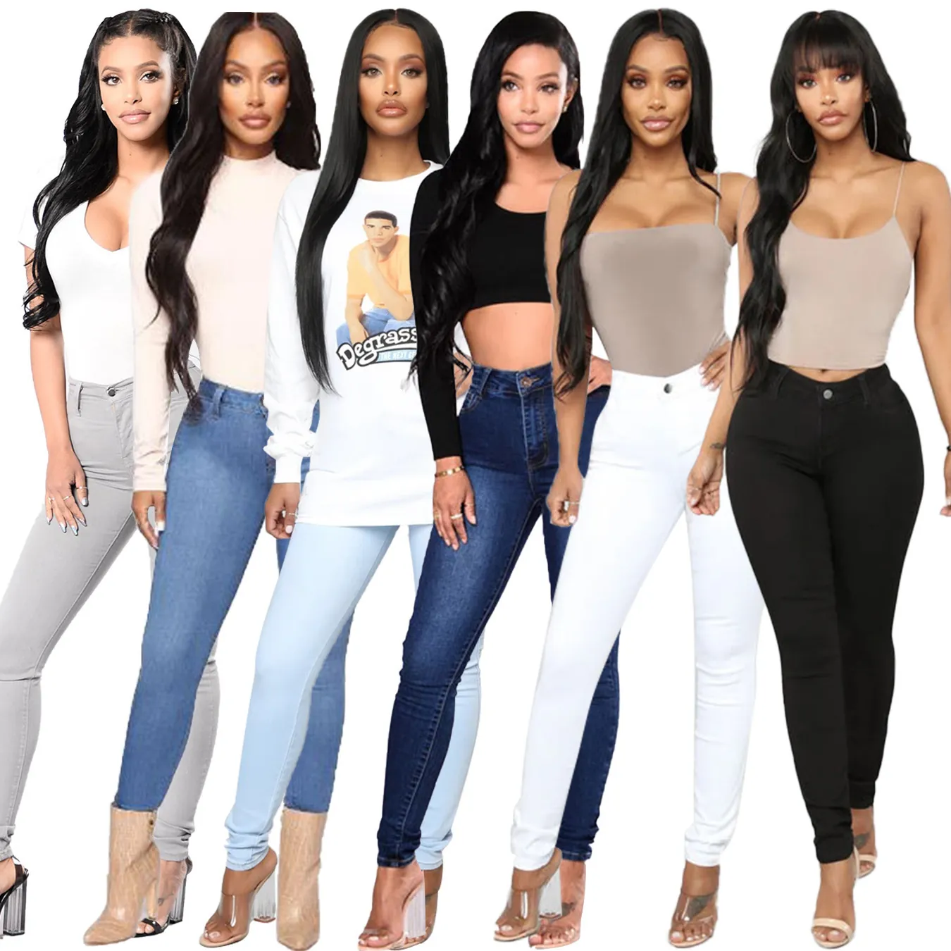 Women High Waist Stretchy Denim Skinny Jeans Slim Fit Cotton Pencil Pants For Women Casual Bottom Office Lady Jeans