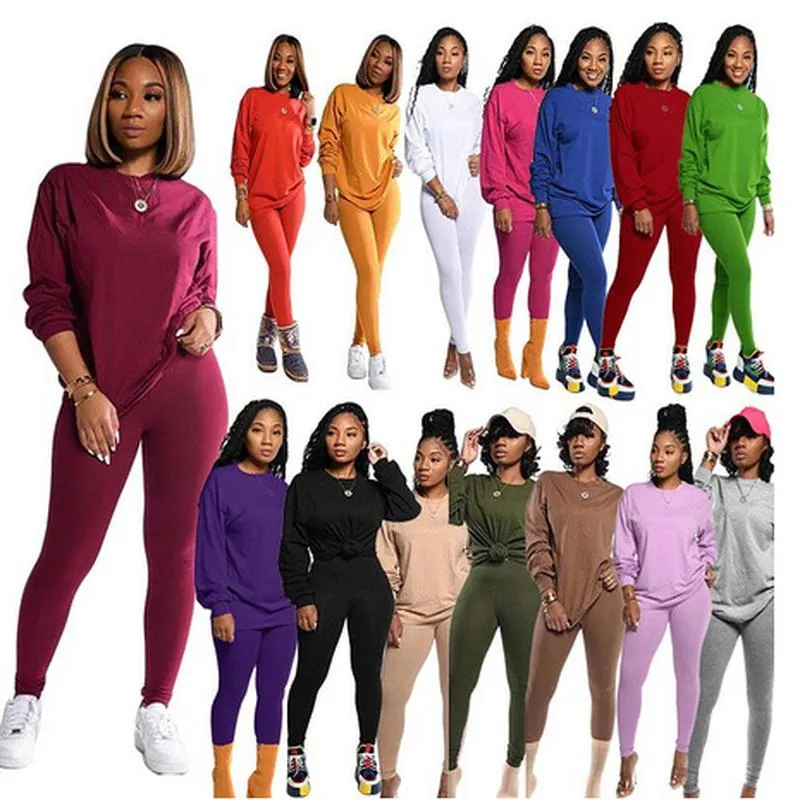 Damen Casual Polyester Bedruckt Rundhals Langarm Top And Bottom Passendes Outfit Elegant Pendler Sportliche Loungewear Hosen