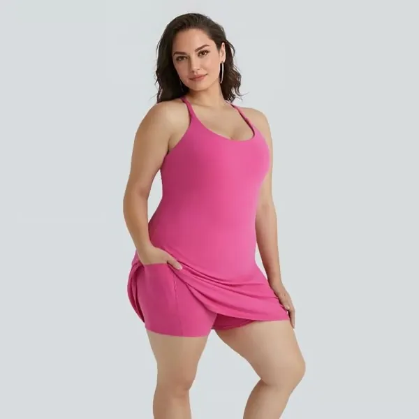 Damen Sport Tennis Kleid Mit Eingebauten Shorts Und Taschen Feuchtigkeitsableitendes Golf Kleid Mit Herausnehmbaren Polstern A-Linie Minikleid