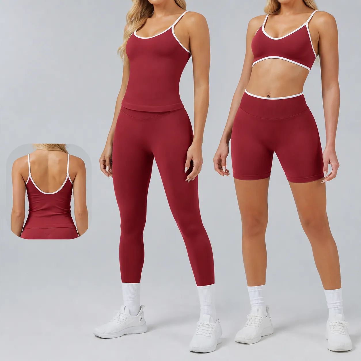 Women's Seamless Yoga Set Nylon Spandex Color Block Backless Sporty Top And Bottom For Gym Fitness Running Activewear