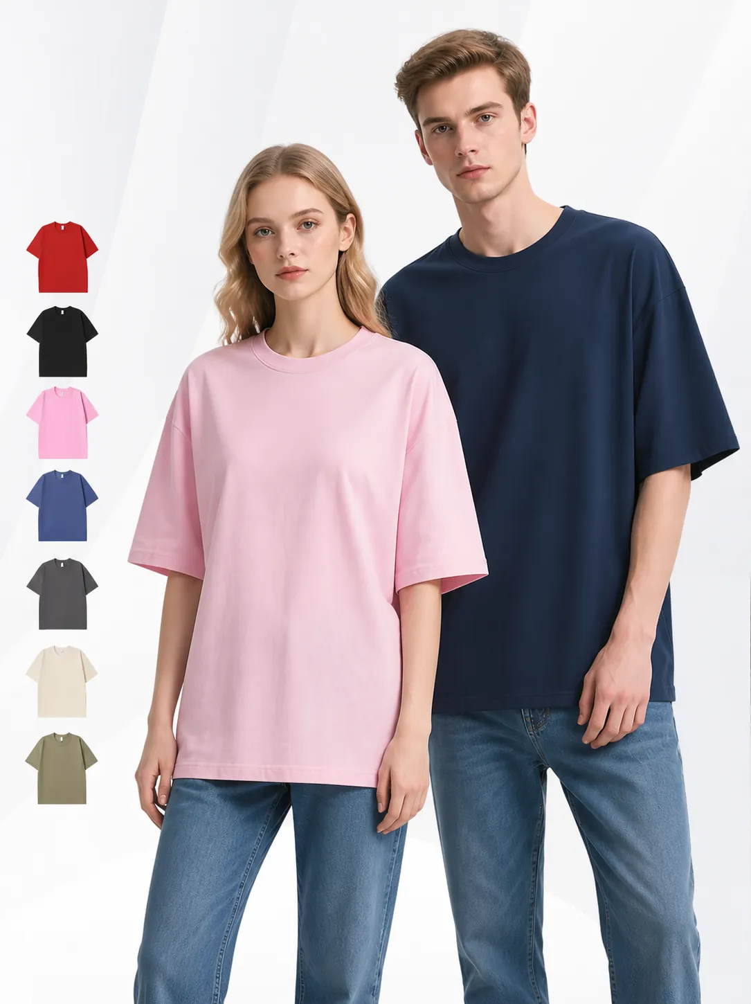 Men Heavyweight Combed Cotton T-Shirt Hip Hop Streetwear Loose Fit Printed Round Neck Short Sleeve Top Casual Base Layer