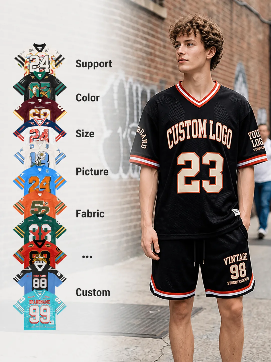 Herren V-Ausschnitt Sport Netz T-Shirt Atmungsaktiv Schnelltrocknend Amerikanischer Retro Basketball Trikot Oben Und Unten