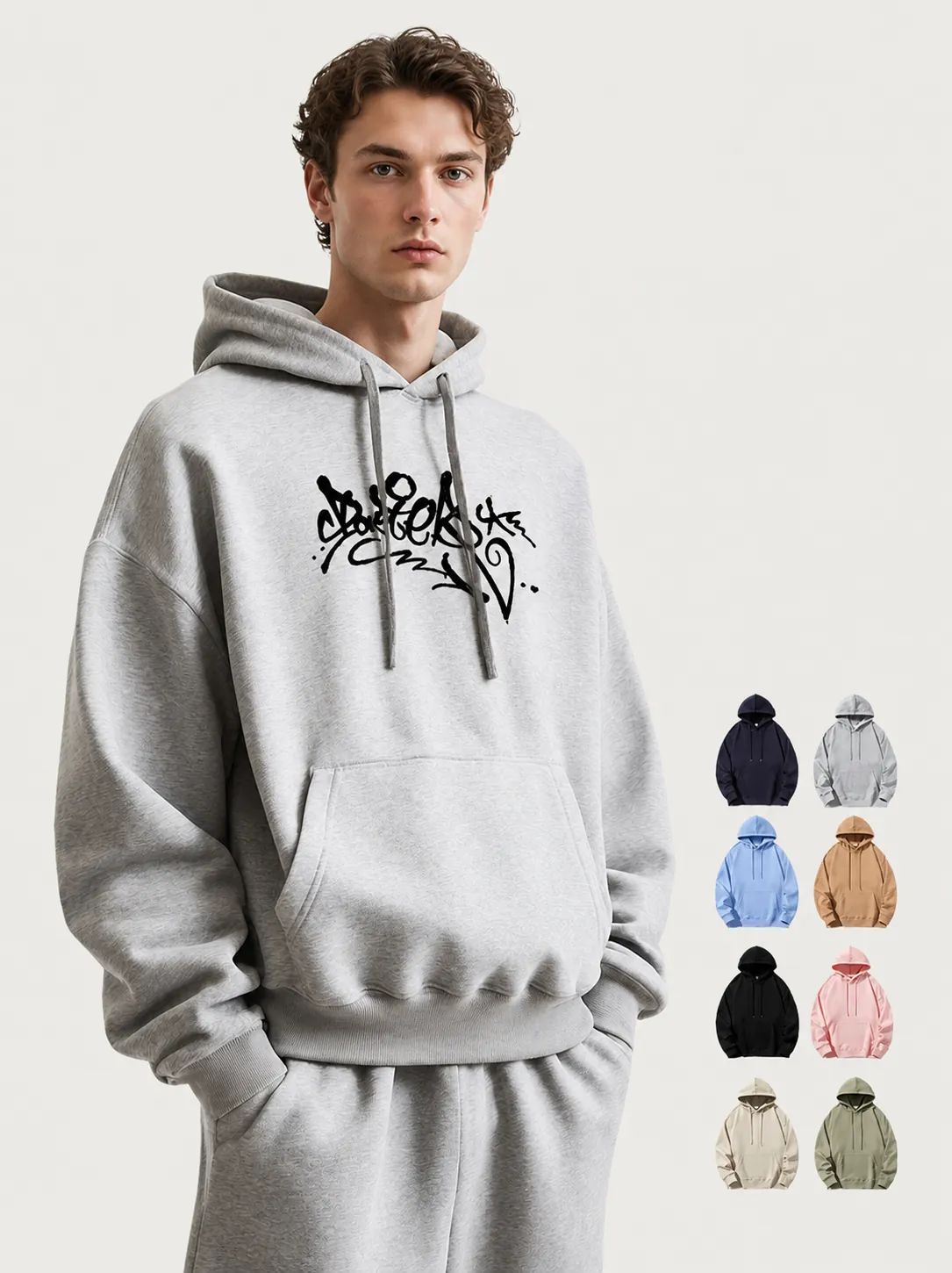 Sudadera con Capucha para Hombre Heavyweight Forro Polar Manga Larga con Bolsillo de Canguro Top de Invierno Cálido