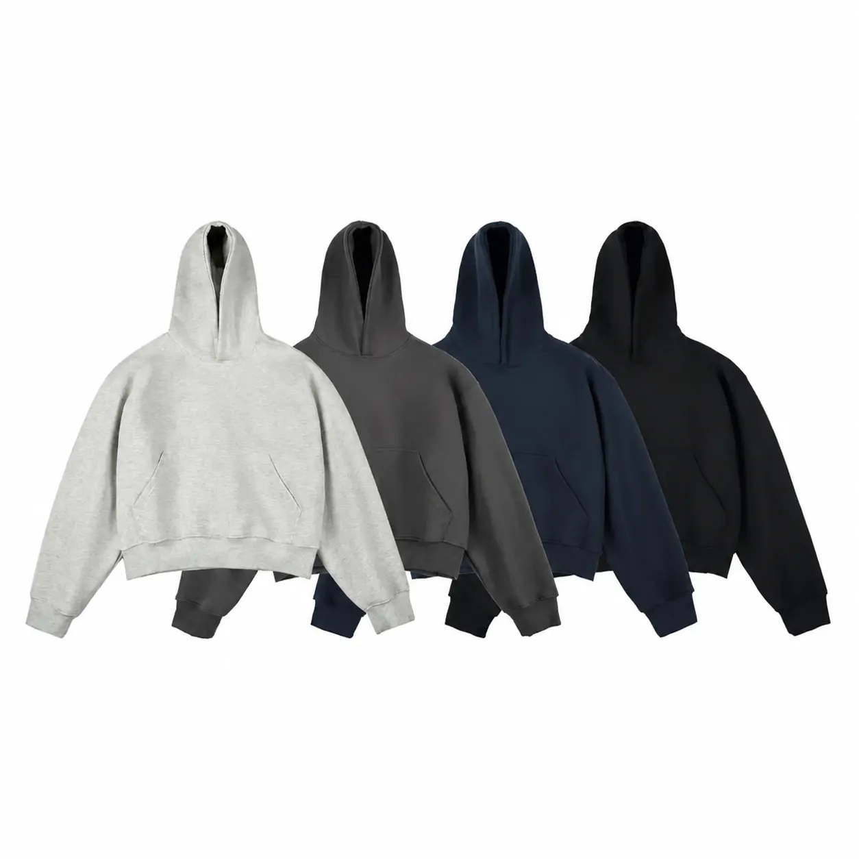 Men's Boxy Heavyweight Combed Cotton Hoodie Oversized Dropped Shoulder Streetwear Sweatshirt With Kangaroo Pocket Casual Top