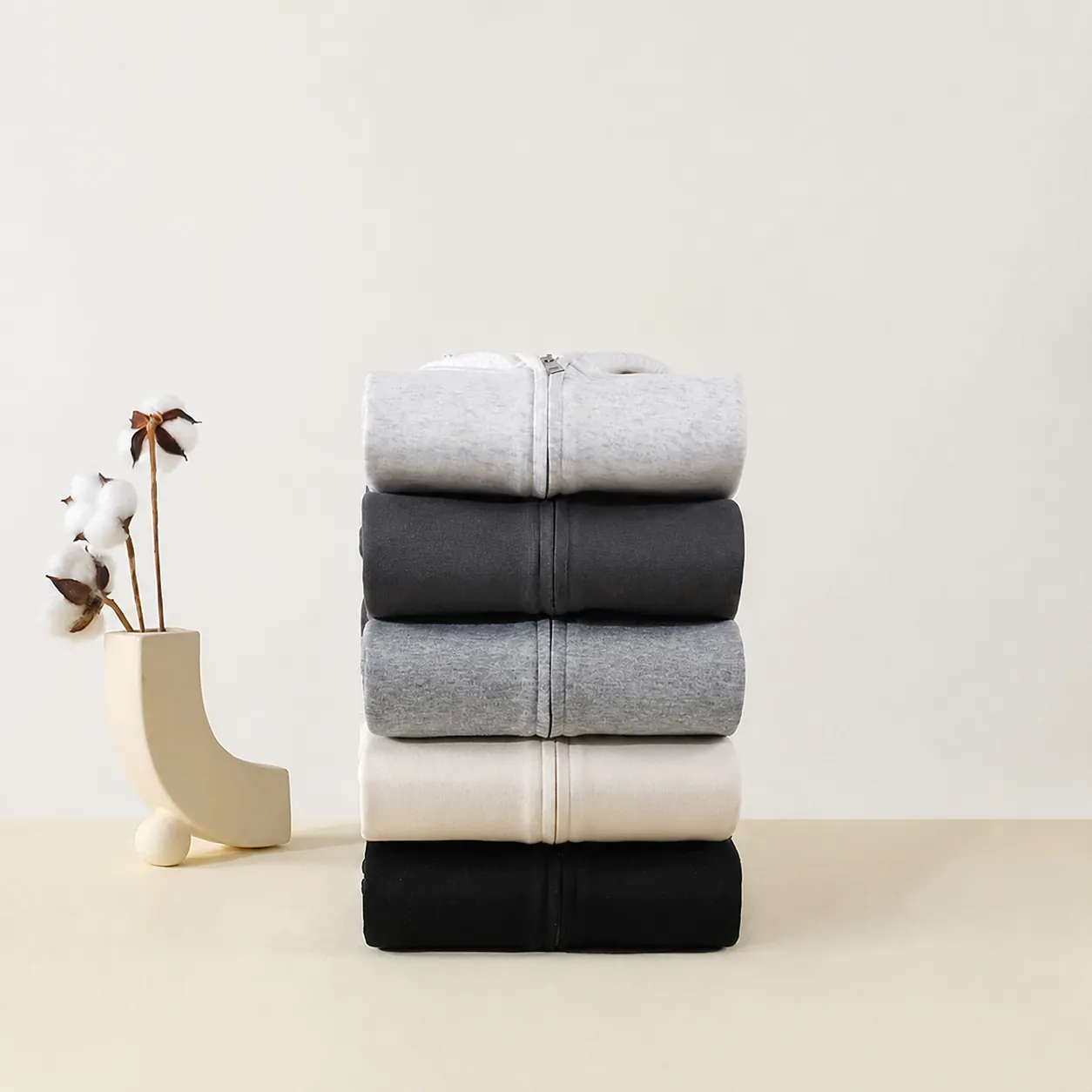 Heren Zware Katoen Rits Hoodie Afhangende Schouders Effen Ruime Pasvorm Sweatshirt Met Capuchon Casual Cardigan Top