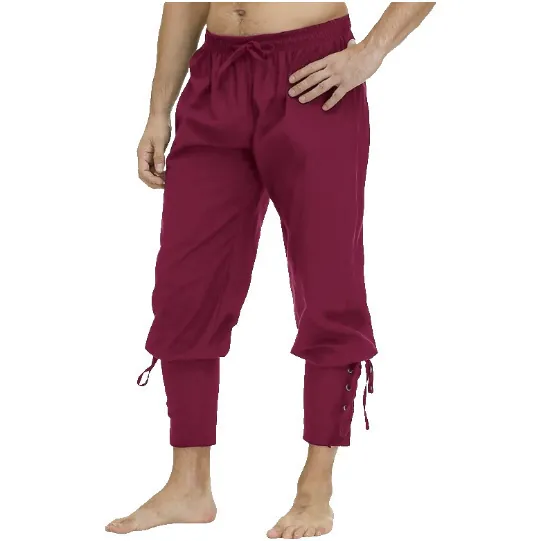 Mittelalterliche Wikinger Piraten Kostüm Hose Für Herren Geschnürte Renaissance Retro Lässige Baumwollhose Für Aufführungen
