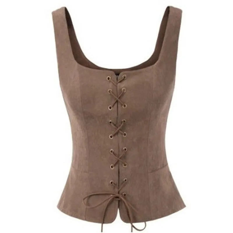 Gilet à Lacets Médiéval de la Renaissance Style Cour Vintage Gentilhomme Gothique Gilet Spectacle Scénique Costume Cosplay Pour Hommes Femmes
