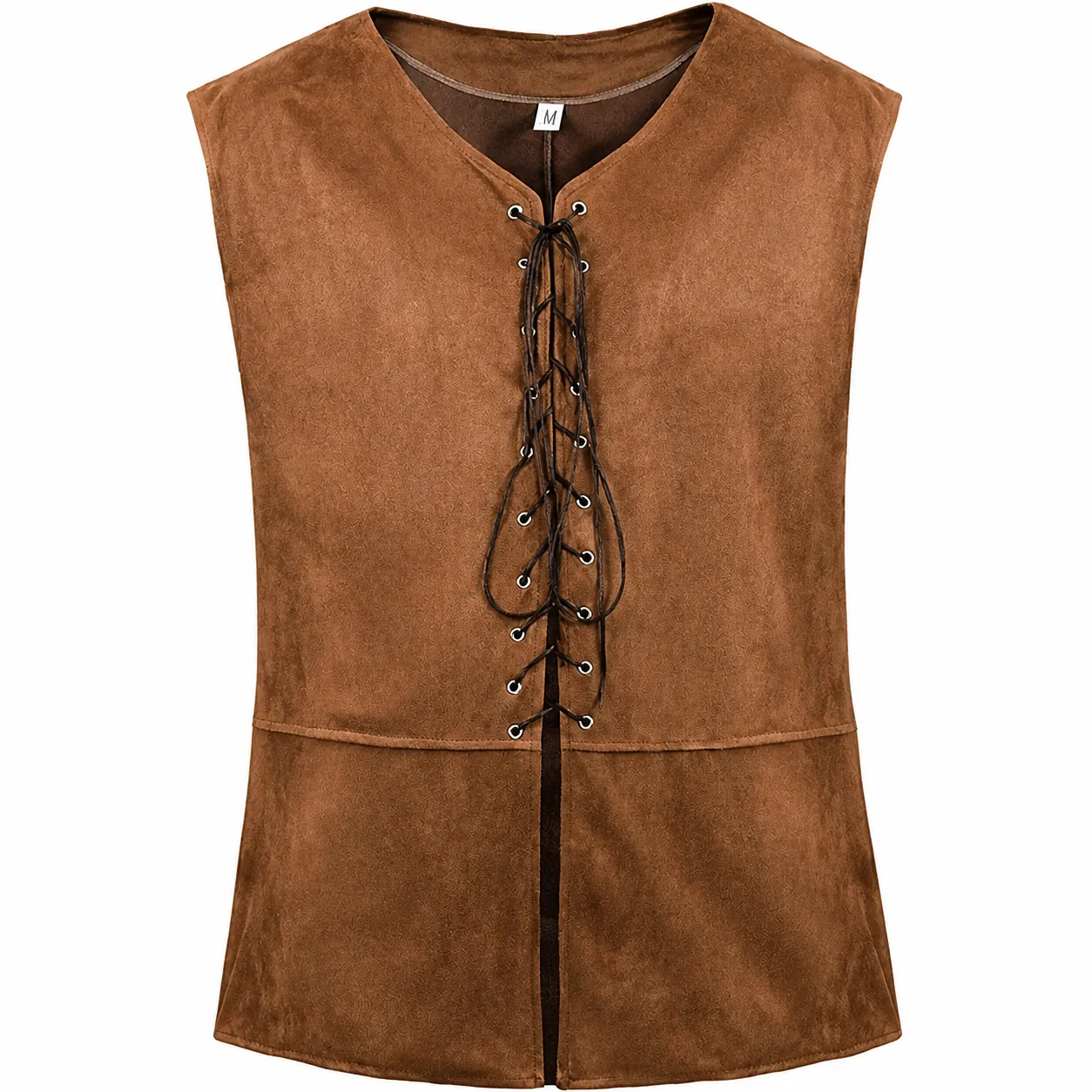 Gilet Médiéval Renaissance Pirate pour Homme Steampunk Gothique Lacets Suédine Sans Manches Vintage Costume de Cosplay Top