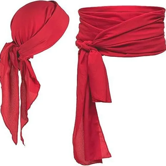 Renaissance Medieval Pirate Costume Accessory Canvas Bandana Headscarf And Waist Belt For Halloween Cosplay Party Unisex