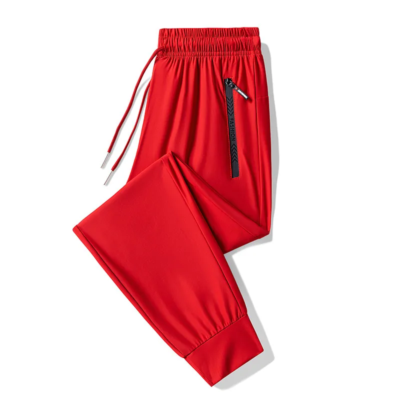 Men Ice Silk Quick Dry Sports Bottom Breathable Elastic Summer Thin Casual Joggers For Running Fitness Training