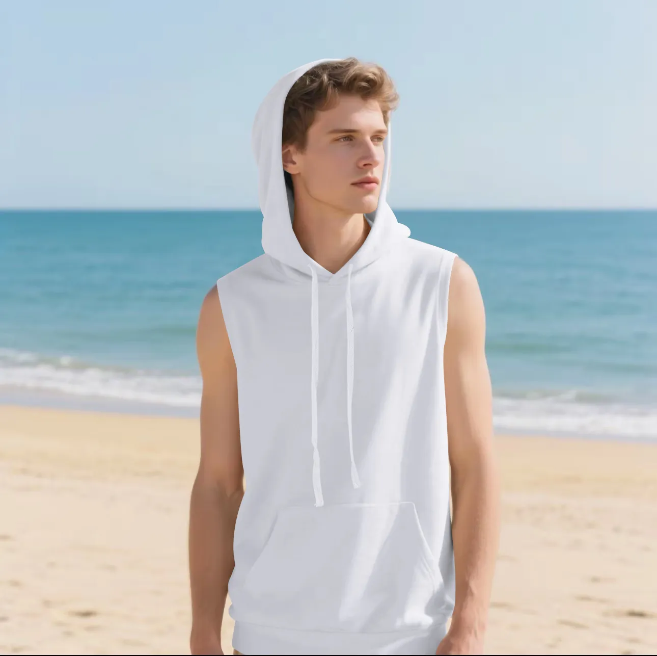 Camiseta de Tirantes Deportiva con Capucha para Hombre Casual Sin Mangas Chaleco Fitness con Bolsillo Delantero Secado Rápido Mezcla de Algodón Poliéster Ropa Deportiva de Verano