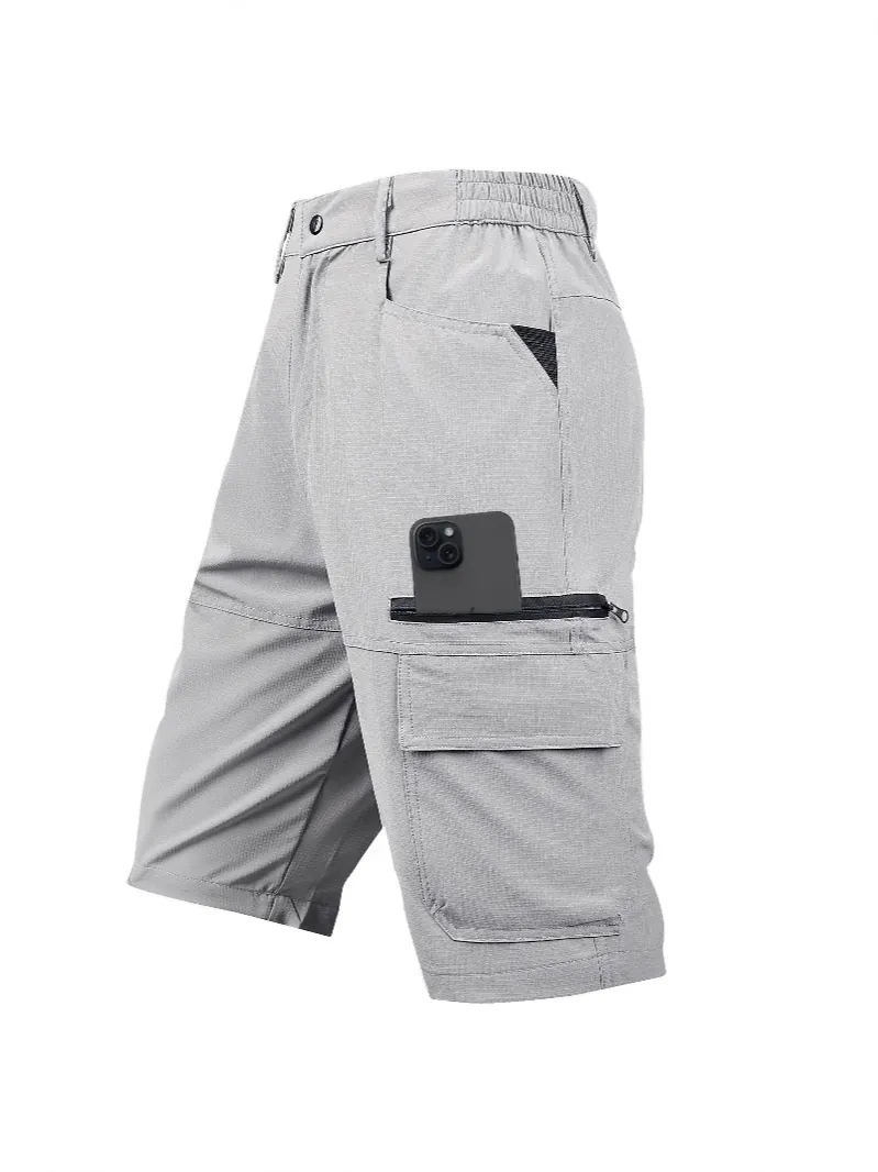 Men's Casual Multi-Pocket Cargo Shorts Summer Functional Straight Leg 3/4 Outdoor Techwear Quick Dry Polyester Spandex Bottoms