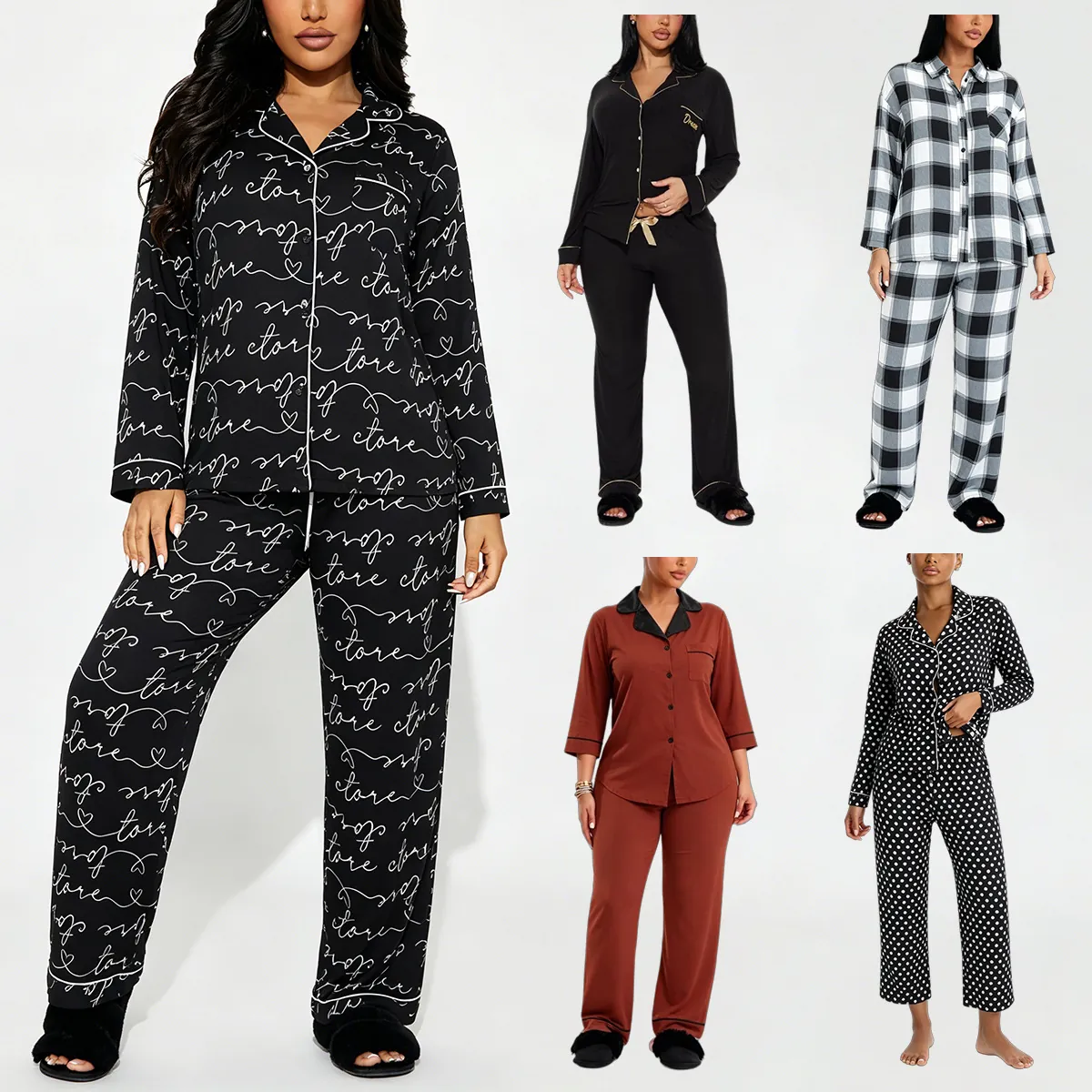 Dames Viscose Pyjama Set Met Knopen Lange Mouw Top En Broek Westerse Stijl Zacht Ademend Nachtkleding Huispak