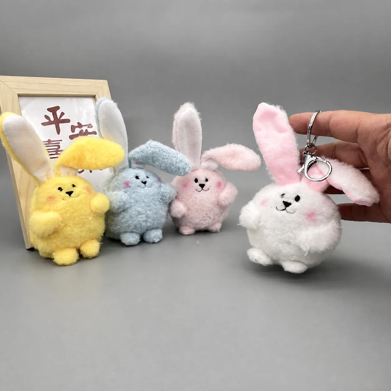 Cute Plush Lop Eared Bunny Keychain Bag Pendant For Women Girls Soft Stuffed Animal Rabbit Doll Toy Keyring Gift Accessories