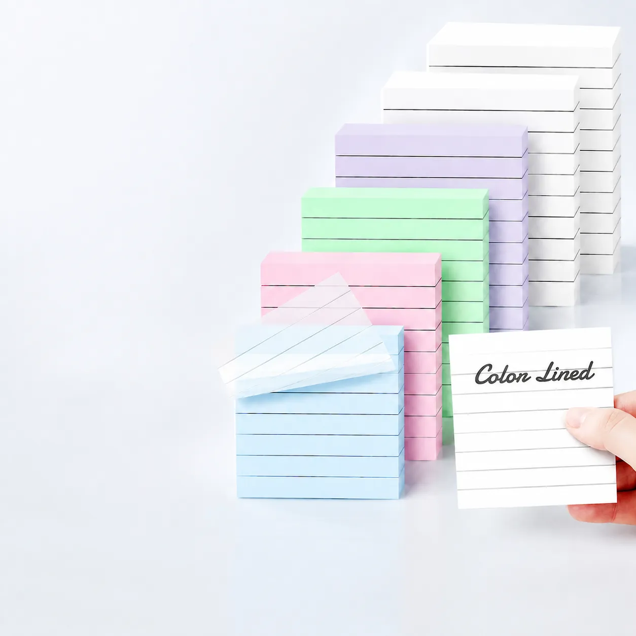 Notas Adhesivas Transparentes Rayadas PET Impermeable Morandi Coloridas Bloc De Notas Autoadhesivas Para Oficina Escuela Plan