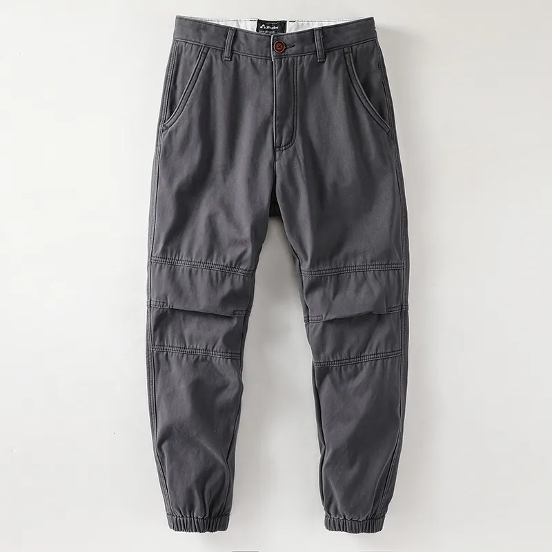 Men American Vintage Fleece Lined Cargo Pants Cotton Solid Color Distressed Multi Pocket Casual Warm Jogger Pants For Winter