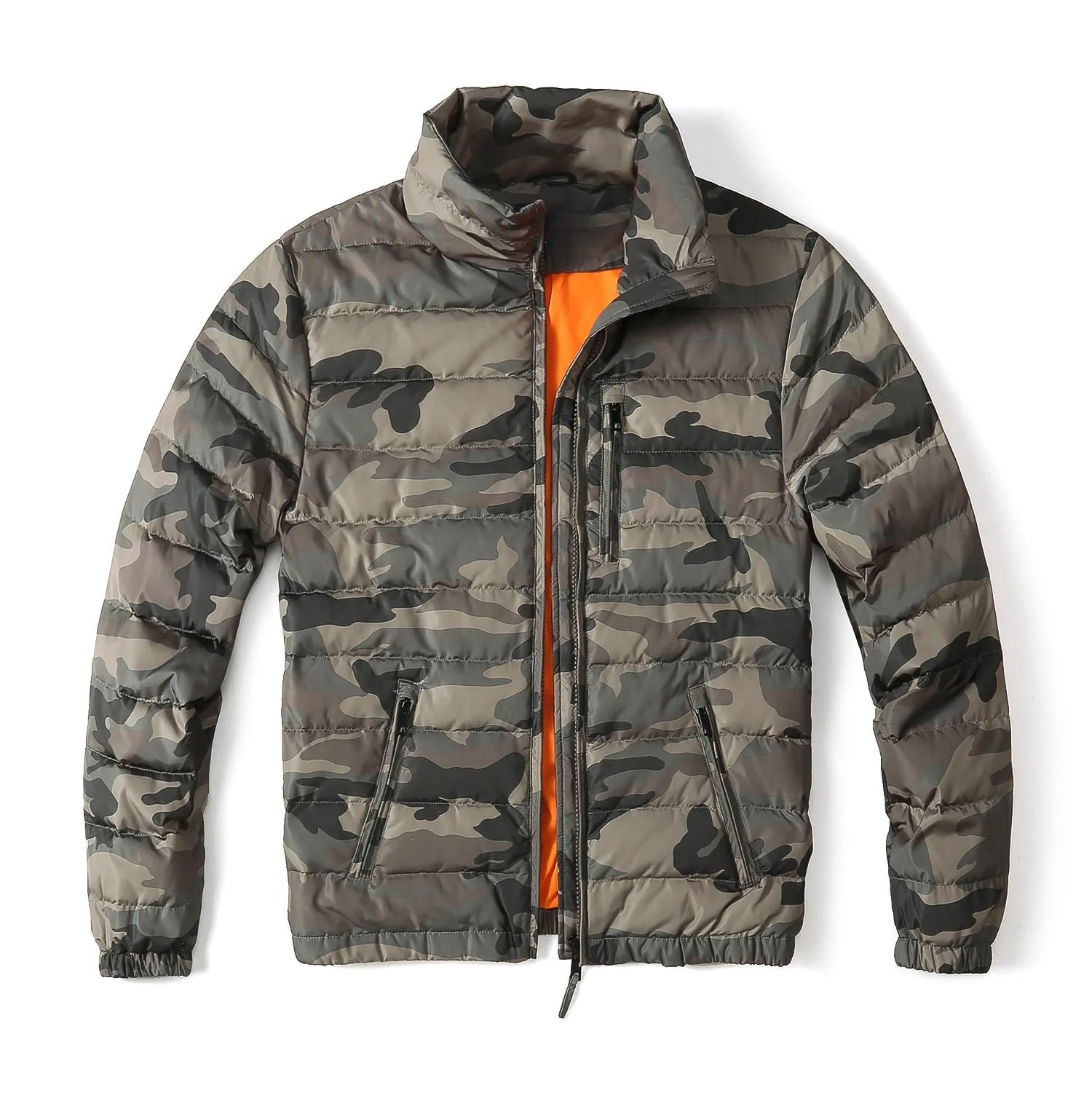 Men's Workwear Camouflage Padded Down Jacket Windproof Thickened Warm Stand Collar Contrast Lining Top Winter Jacket