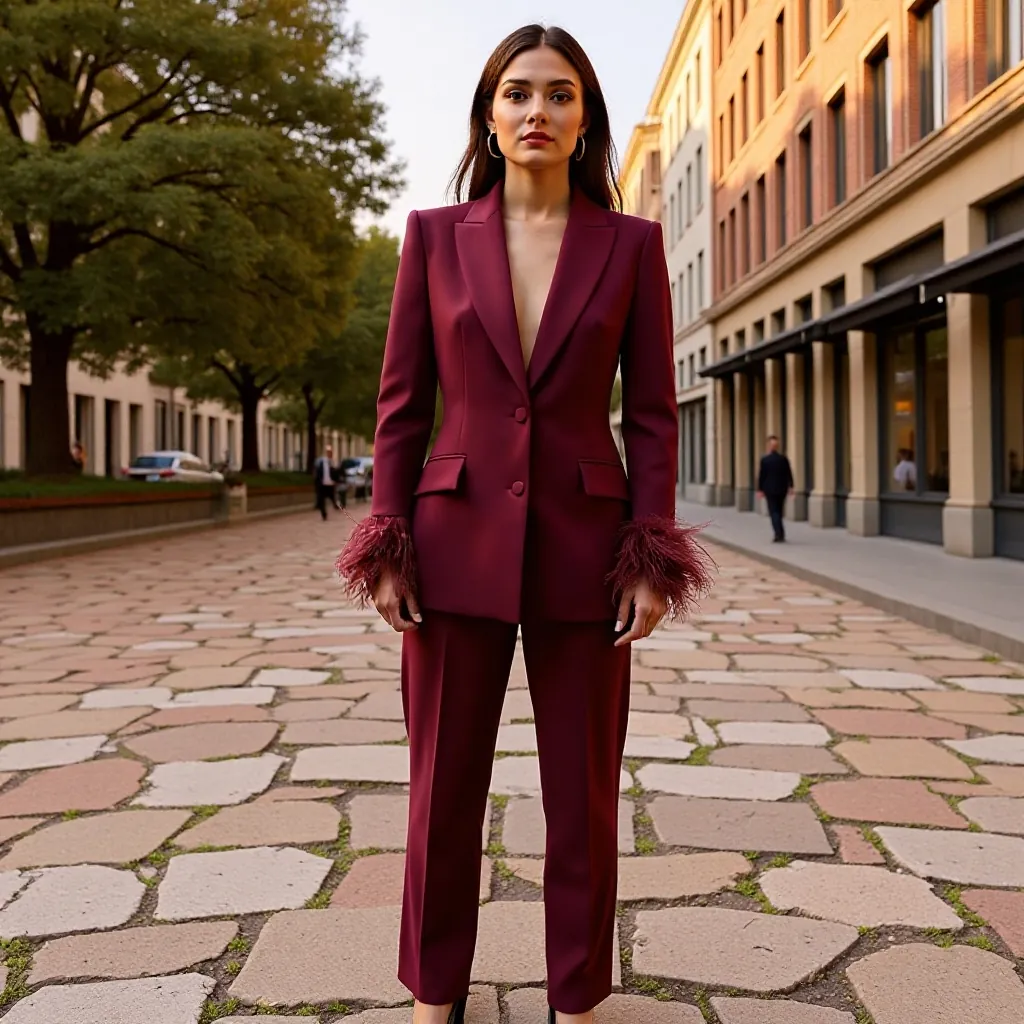 Damen Casual Herbstanzug Set Reverskragen Blazer Jacke Mit Federmanschetten Einfarbig Gerade Hose Zweiteiliges Top Und Bottom Set