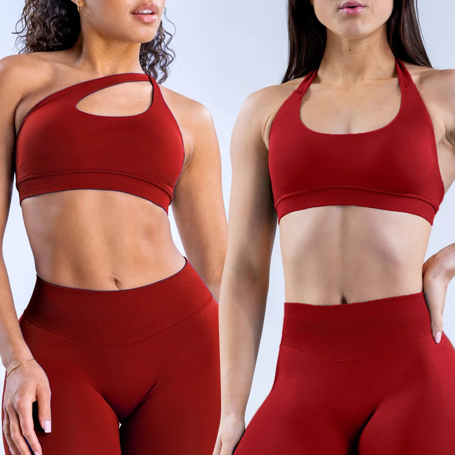 Conjunto Top And Bottom de Yoga Sin Costuras para Mujer Sujetador Deportivo de Alta Elasticidad Con Leggings Secado Rápido Fitness